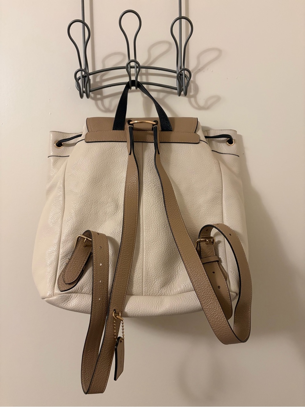 Coach Pennie Women's Backpack in Tan, Black and Cream - Picture 2 of 6